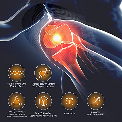 Copper Knee Braces for Men and Women - Knee Supports Copper Compression Knee Sleeve for Knee Pain, Arthritis, Running an