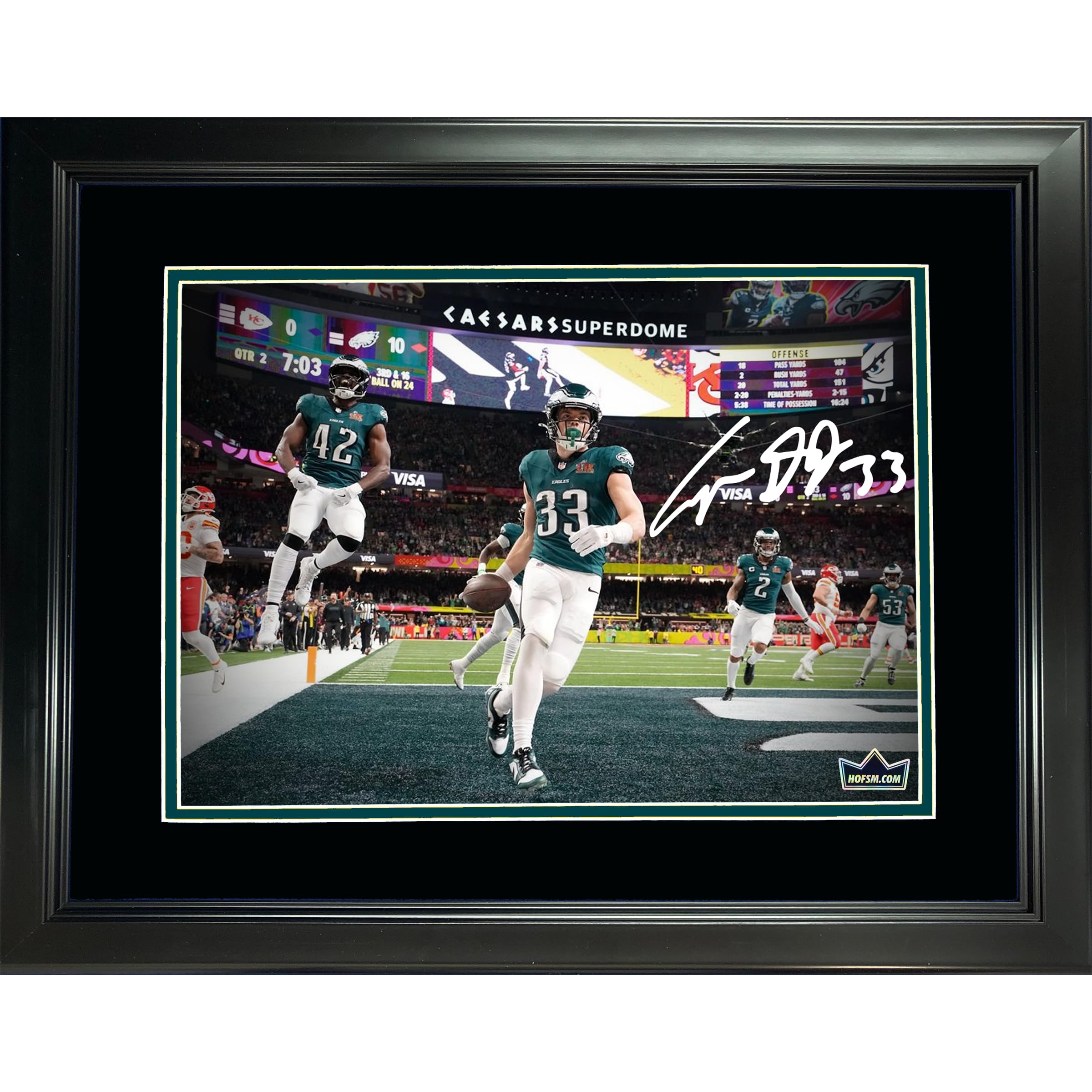 Hall of Fame Sports Memorabilia Framed Cooper DeJean Philadelphia Eagles Super Bowl LIX Pick Six 6 Facsimile Laser Engra