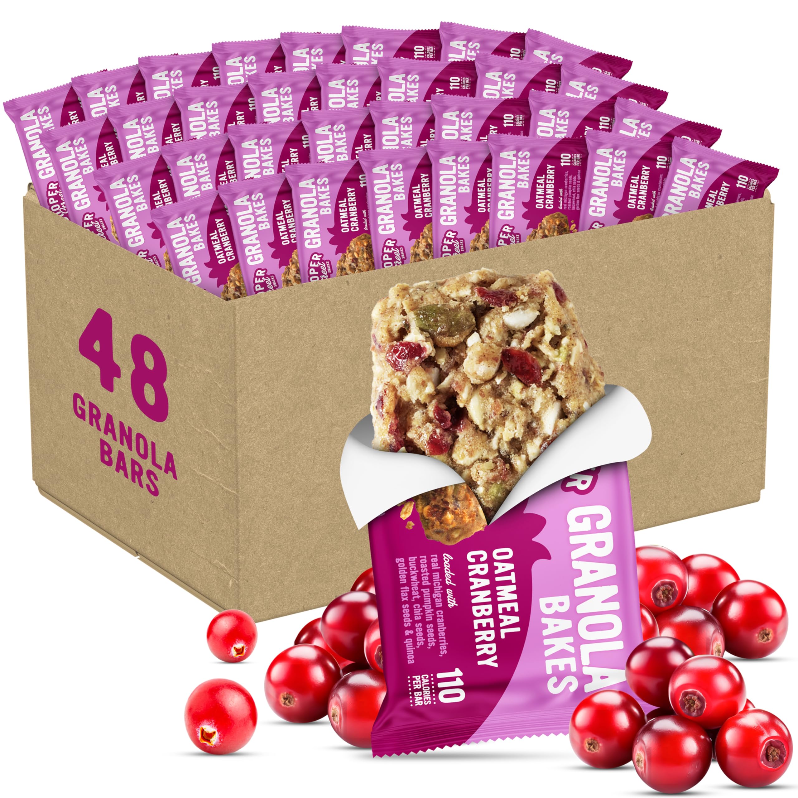 COOPER STREET Oatmeal Cranberry Granola Bars - Low Sodium, Nut & Dairy Free - Perfect for Office Snacks
COOPER STREET Oa